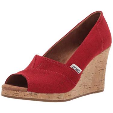 Imagem de TOMS Sandália feminina clássica espadrille Wedge, Jacquard cruzado vermelho, 41