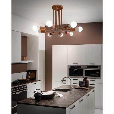 Imagem de Plafon Bivolt Luminária Aramado 8 Braços 36,5x44cm Sputnik WOODS! Cobre Fosco