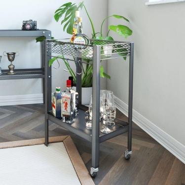 Imagem de Carrinho Bar para Sala de Jantar Multiuso Guarujá Proa Cimento Queimado