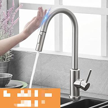 Imagem de Pull Out Sensor Preto Torneiras de Cozinha Aço Inoxidável Inteligente Indução Misturada Torneira de Controle de Toque Torneira de Pia Torneira De Cozinha, Escova de Níquel 1, China