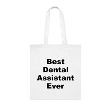 Imagem de Bolsa tote de assistente dental, a melhor bolsa de assistente dental, presente de assistente dental, bolsa de ombro de assistente dental, bolsas reutilizáveis de assistente dental, ideia de de Natal, Branco