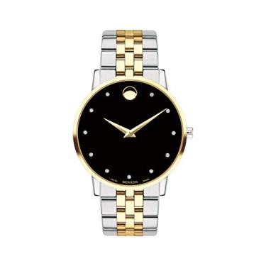 Imagem de Movado Relógio masculino clássico Museum – Movimento de quartzo suíço, pulseira de elos de aço inoxidável – Resistência à água de 3 ATM – Relógio clássico, moderno de luxo para ele – 40 mm, Dois tons,