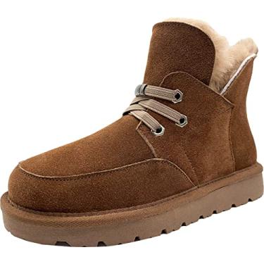 Imagem de ZEYIwearable Bota feminina de inverno Aguamarine de pele de carneiro genuína, Marrom, 10