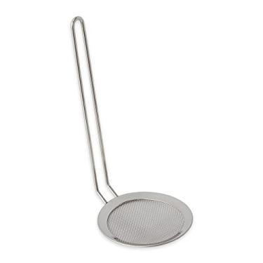 Imagem de RSVP International Endurance Kitchen Collection, colher de escumadeira e óleo de malha dupla fina de aço inoxidável com cabo de 21,5 cm, utensílio de fritura, 10,1 cm de diâmetro