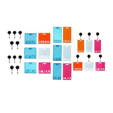 Imagem de Xidmold Molde de silicone para cartão de resina de 6 estilos, clipe de carretel de crachá de identificação de 10 unidades, estojo de identidade moldes de suporte de cartão de trabalho, molde de argila para crachá de nome, crachá de enfermeira e moldes de fundição epóxi DIY