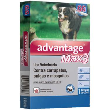 Imagem de Antipulgas e Carrapatos Elanco Advantage MAX3 para Cães Acima de 25 Kg  - 3 Bisnagas