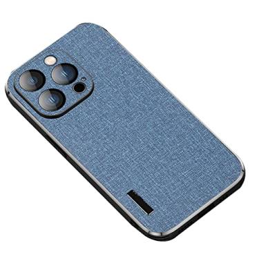 Imagem de Capa fina para iPhone 14/14 Pro/14 Plus/14 Pro Max, proteção de lente anti-riscos padrão de pano elegante TPU macio bumper capa protetora de telefone à prova de choque, azul, 14 pro max 6,7 polegadas