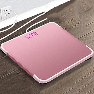 Imagem de balança de pesagem digital, balanças de banheiro de observadores eletrônicos de peso, tela oculta ultrafina de alta precisão, com cabo de carregamento USB, vermelho