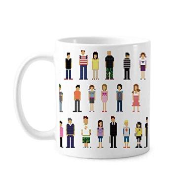 Imagem de Pares de personagens do jogo Caneca de cerâmica de pixel Caneca de café de porcelana