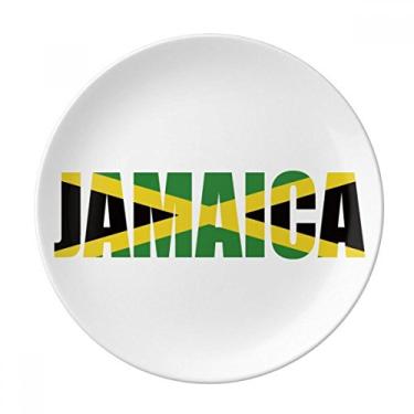 Imagem de Prato de nome da bandeira da Jamaica de porcelana decorativa Salver louças de jantar