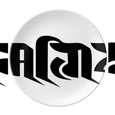 Imagem de Alfândega Sânscrito Placa Padrão de Personagem Decorativa Porcelana Salver Prato de Jantar