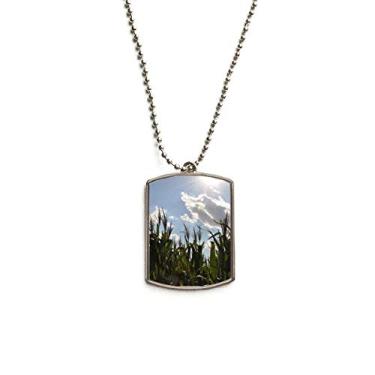 Imagem de DIYthinker Colar para animais de estimação com pingente de corrente de aço inoxidável azul céu nuvens