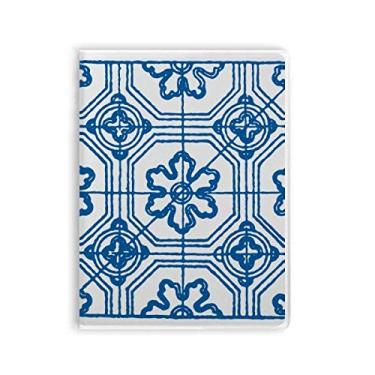 Imagem de Caderno de ilustração floral azul Talavera capa de chiclete diário capa macia