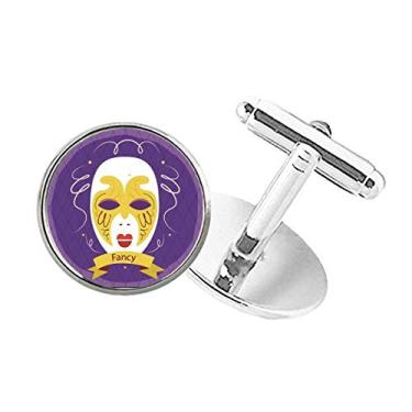 Imagem de DIYthinker Abotoaduras de cabeça roxa com clipe de botão redondo Carnaval of Venice