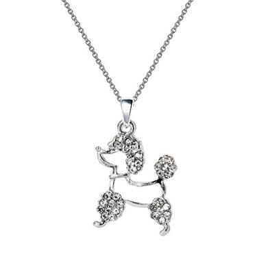 Imagem de Monnel NC032 Colar com pingente de cachorrinho de cristal transparente Poodle, standard, Metal de liga de zinco, Strass