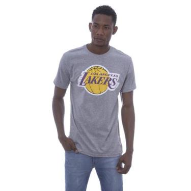 Imagem de Camiseta Nba Estampada Big Logo Los Angeles Lakers Casual Cinza Mescla