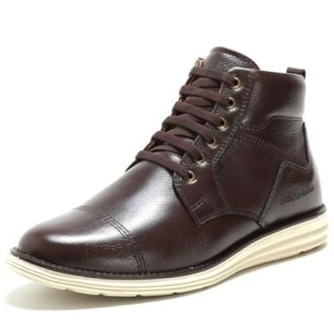 Imagem de Bota Casual Cano Curto em Couro Linha Conforto Art Nobre - 2023 - Café Tamanho:41;Gênero:Masculino;Cor:Marrom-escuro
