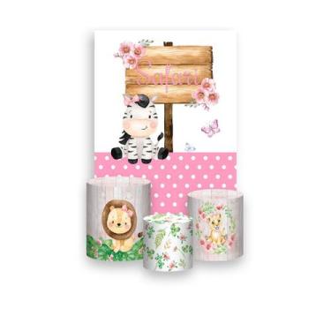 Imagem de Painel De Festa Vertical 1,50 x 2,20 + Trio De Capas Cilindro -  Safar