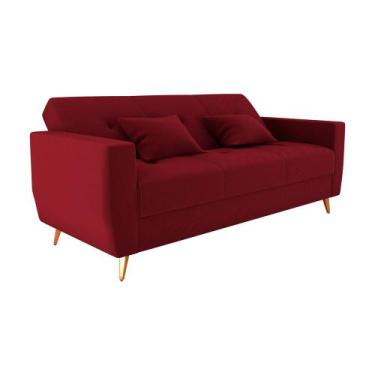 Imagem de Sofá Cama Rocoo 205cm Reclinável Veludo Vinho - Sallar Home