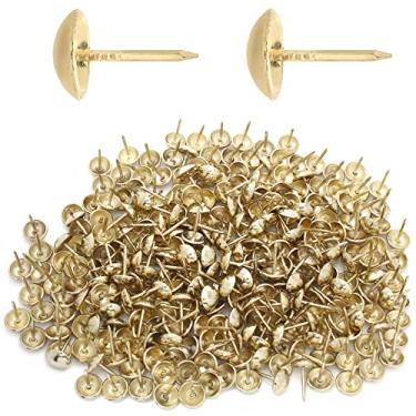Imagem de Jiozermi 300 peças de tachas douradas para estofamento, cabeça redonda de 0,43 cm de diâmetro, pregos de estofamento, pregos de móveis, pregos decorativos de sofá para móveis e decoração DIY