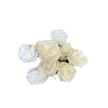 Imagem de Buquê De Rosa Grande Artificial Com 9 Flores YT009 - LM, Branco Novo