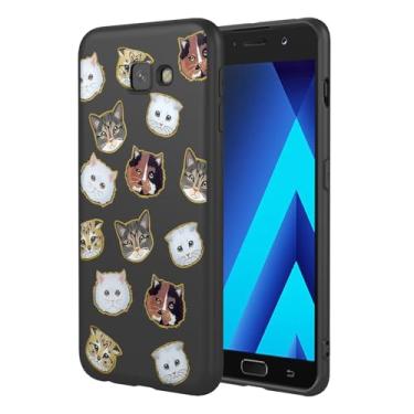 Imagem de KOARWVC Capa de telefone para Galaxy A7 2017, capa para Samsung A7 2017 SM-A720, design de padrão de gato, fina, protetora, macia, amortecedora, capa de telefone para Samsung Galaxy A7 2017 gato preto