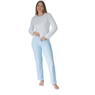 Imagem de Pijama De Frio Feminino Inverno Urso Empório Do Algodão, P, Azul