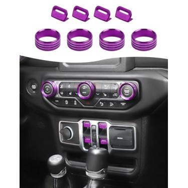 Imagem de Hoolcar Tampa do botão do interruptor de janela Volume Rádio Ar Condicionado Tampa do Botão do Interruptor de Farol Compatível com Jeep Wrangler JL JLU 2018-2025 e Gladiator JT Acessórios, Roxo