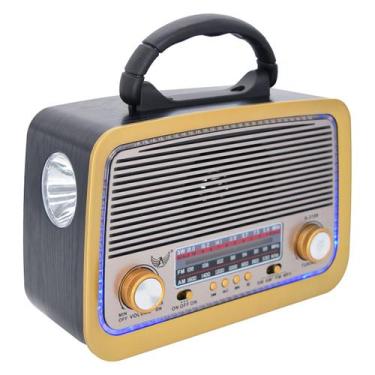Imagem de Rádio Retrô com 3 Bandas AM/FM/SW, USB, Cartão de Memória e Lanterna L