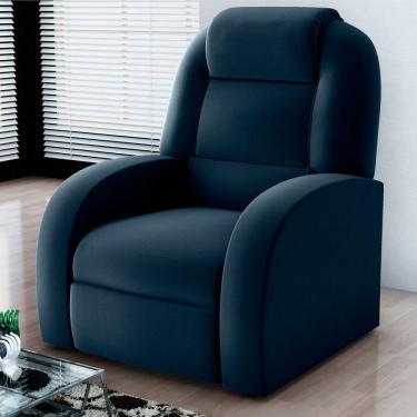 Imagem de Poltrona Reclinável De Descanso Kai Veludo Azul