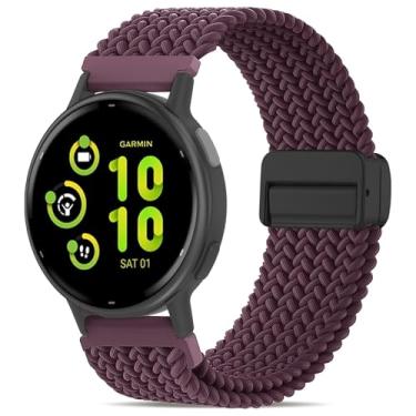 Imagem de Oanux Pulseira trançada magnética de 20 mm compatível com Garmin Vivoactive 5/Vivoactive 6/3/3 Music, pulseira esportiva macia de nylon elástico para Venu Sq 2/Venu 2 Plus e Forerunner 55/165/245/645