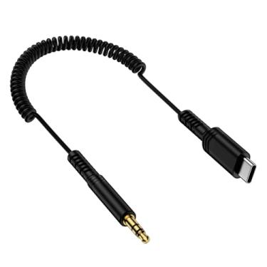 Imagem de Samsung S25 Edge Coiled USB C to 3.5mm Audio Aux Jack Cable for Galaxy S25/S24/S23,Retractable Aux to Type C to 3.5mm Audio Adapter Hi-Fi Stereo Cord Headphone Male Car Auxiliary Cable for iPhone 16e