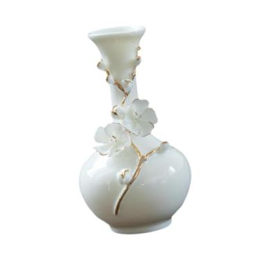 Imagem de Generic Vaso de cerâmica para flores, arranjo floral, versátil, tradicional, minimalista, estético, vaso de plantas para decoração de centros de mesa, Pescoço Longo Branco