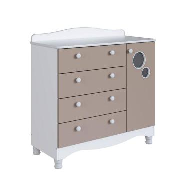 Imagem de Cômoda Infantil Encanto 4 GV 1 PT Branca e Cinnamon