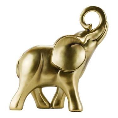 Imagem de Enfeite Pequeno Elefante Dourado Decoração Rack - 17 Cm - Taimes