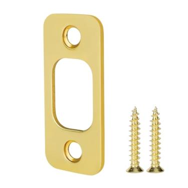 Imagem de Siwil Placa Deadbolt Strike, canto redondo, aço inoxidável sólido, 2,5 cm x 5,8 cm, resistente - 1 pacote, ouro