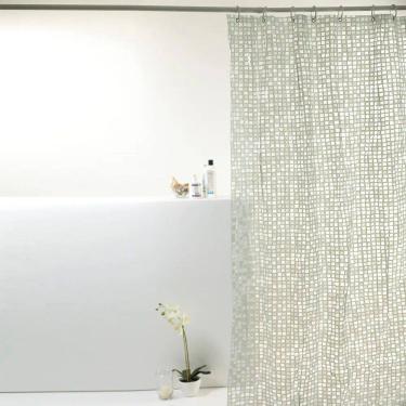 Imagem de Cortina  Para Box Banheiro PVC Antimofo 198x180cm  - Pastilha Prata