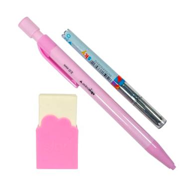 Imagem de Lapiseira Mecânica 2.0mm com Grafites Extra e Borracha Nuvem, Cores Pastel (Rosa)