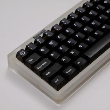 Imagem de Conjunto de teclas pretas com 122 teclas transparentes com perfil cereja adequado para 60% 65% 75% teclado mecânico Cherry Mx Switches