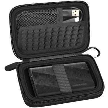 Imagem de Capa compatível com disco rígido externo Samsung T9/ T7/T7 Shield SSD portátil de 1 TB 2 TB 4 TB, suporte organizador de transporte de viagem para unidades de estado sólido e cabo USB (apenas caixa) -