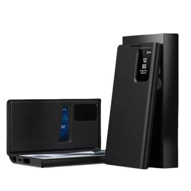 Imagem de Capa de couro para Samsung S25Plus com bolso para cartão e tela inteligente, transparente e com janela (para Samsung S25Plus/preto)