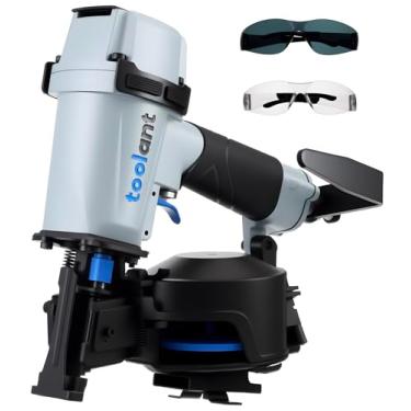 Imagem de toolant Pregador de telhado, pistola de pregos pneumática para pregos de 3/10.2 cm a 1-3/10.2 cm, capacidade de bobina de 120, 70-120 PSI, 15 graus, ferramenta de telhado resistente para telhas de