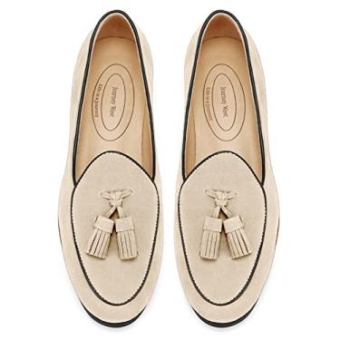 Imagem de Journey West Mocassim feminino com borla de camurça mocassim belga em várias cores, Borla bege, 40