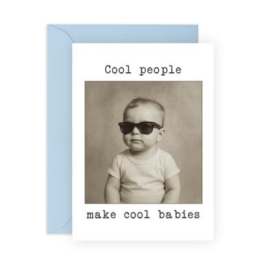 Imagem de Congratulations New Baby Card – Cool People Make Cool Babies – Cartão comemorativo para pais, mãe, pai, irmão, irmã, amigos, Bestie, BFF, amigo, ele, ela – Chá de bebê ou parabéns