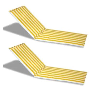 Imagem de Kit 2 Almofadas P/ Espreguiçadeira  Colchonete Amarelo e Branco - .123