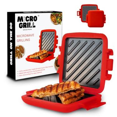 Imagem de Micro Grill | Sanduicheira de micro-ondas - Sanduicheira de queijo grelhado - Munchy - Torradeira - Prensa Panini - Para viagens e dormitórios escolares (vermelho)