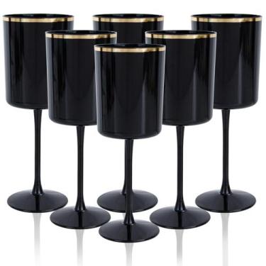 Imagem de Copos de vinho descartáveis Ciaell, 10 onças, plástico preto, pacote c