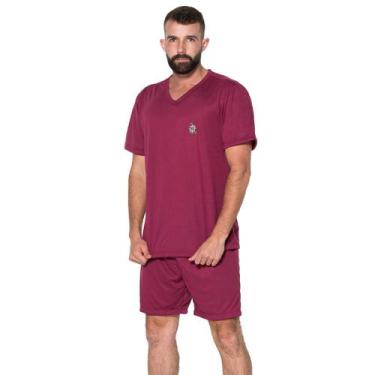 Imagem de Pijama Masculino Gola V Fechado Vekyo Básico Roupa de Dormir Frio Linh