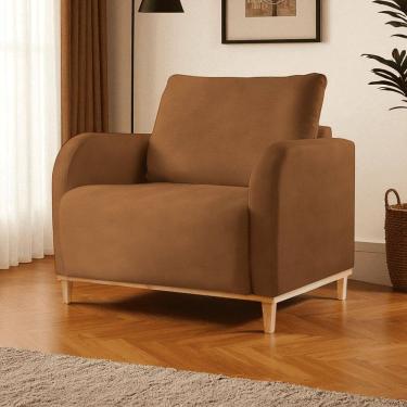 Imagem de Poltrona para Sala de Estar Madeira Maciça Camila Luxo Caramelo