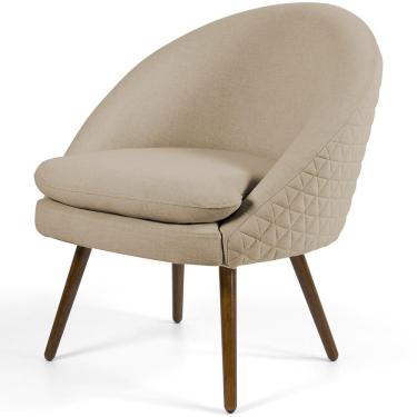 Imagem de Poltrona Decorativa Fixa Pés Palito Rafa D02 Tressê Linho Bege C-129 - Lyam Decor